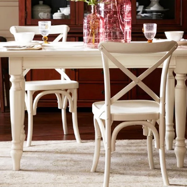
european style high quality cross high back restaurant chair white solid wood dining modern custom 