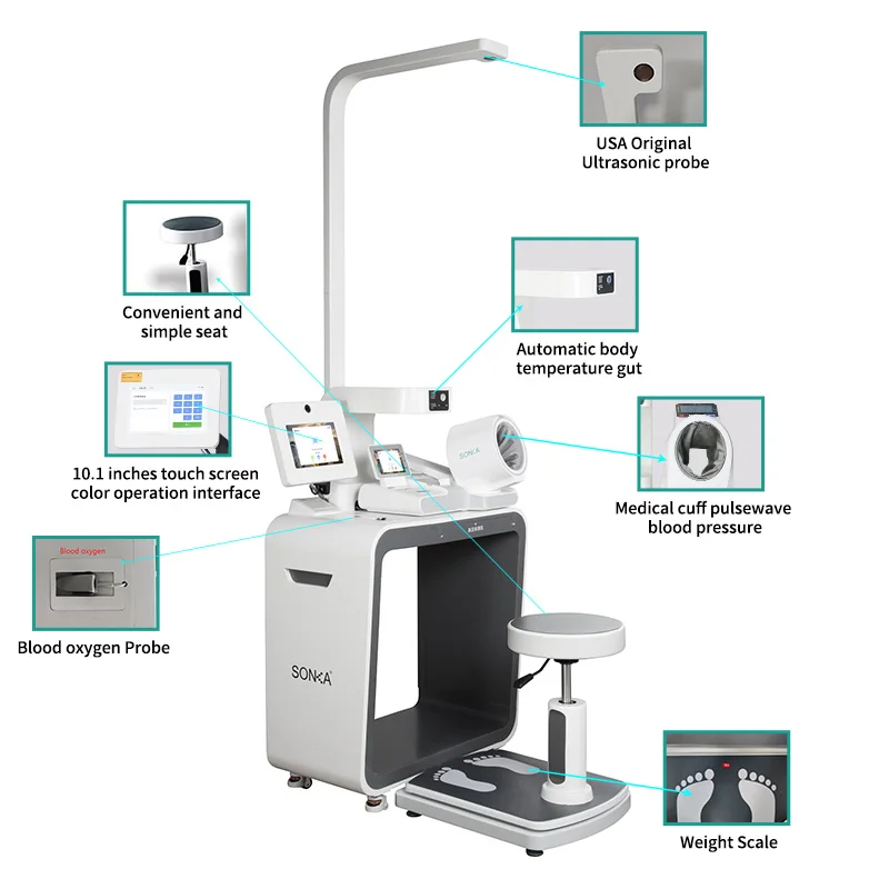 product hospital medical clinic self service health care weight scale touch screen body check blood pressure kiosk-63