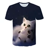 3D Cat Print Casual Women Men T-Shirt Summer Short Sleeve Casual Round Neck Cheap Clothes Top Plain T-shirts