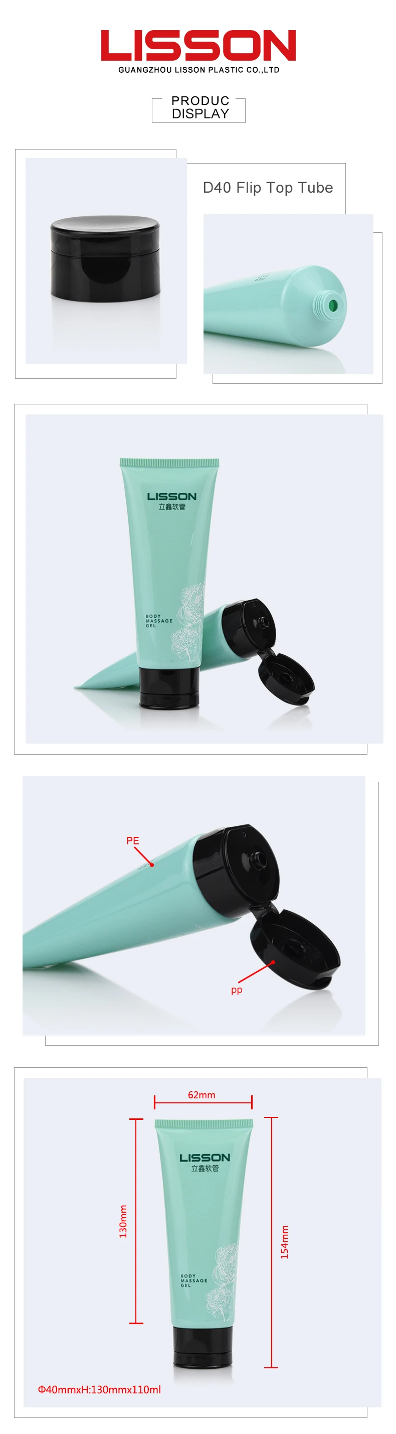 120ml Eco-friendly Facial Cleaner Tube Packaging for  Hair Cream/Body Lotion Container With Flip Top