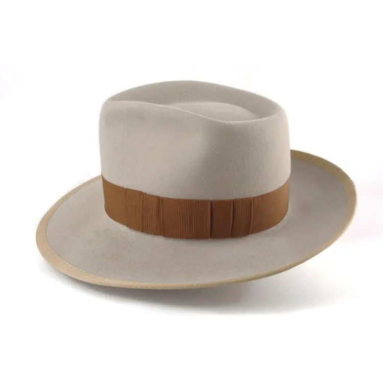 Wholesale fashion 100 % wool in stock wide brim felt fedora hat