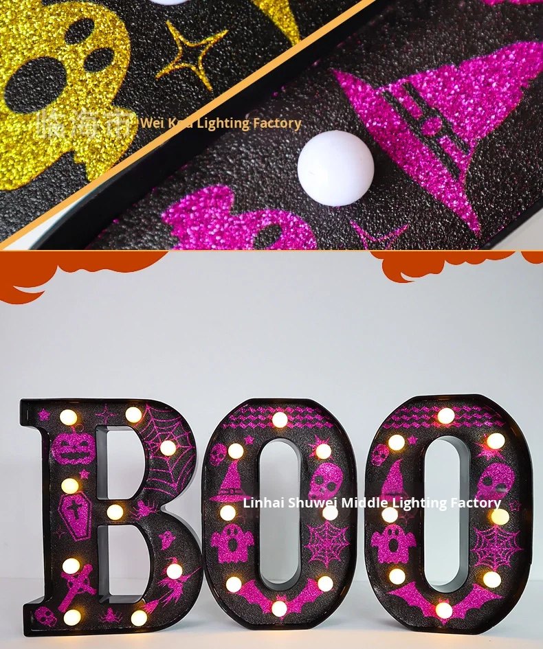 product led boo letter lamp with oil printing halloween scene atmosphere desktop glowing horror prop light sign for decorations-4