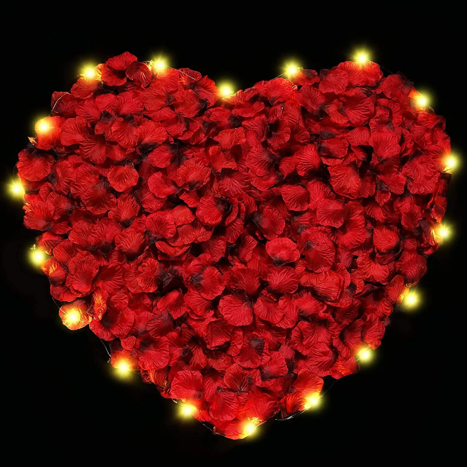 1000件红色真实触感人造玫瑰花瓣软花灯串情人节婚礼装饰