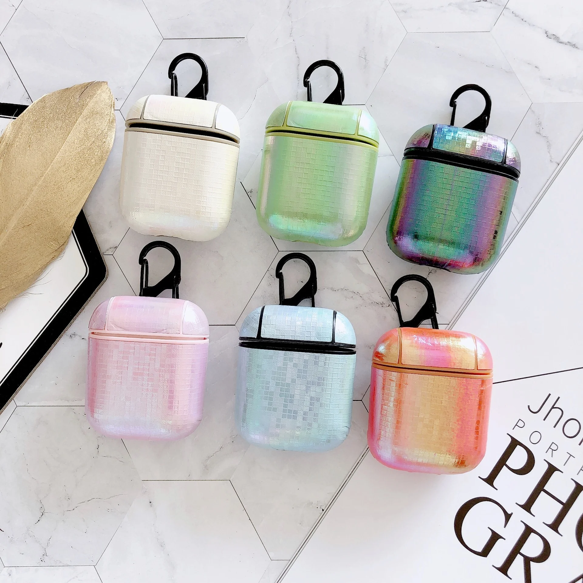 SIKAI Nouvelle mode Laser d&eacute;grad&eacute; &eacute;couteur sac en cuir housse de protection pour Airpods1 2 3 pro - ANKUX Tech Co., Ltd