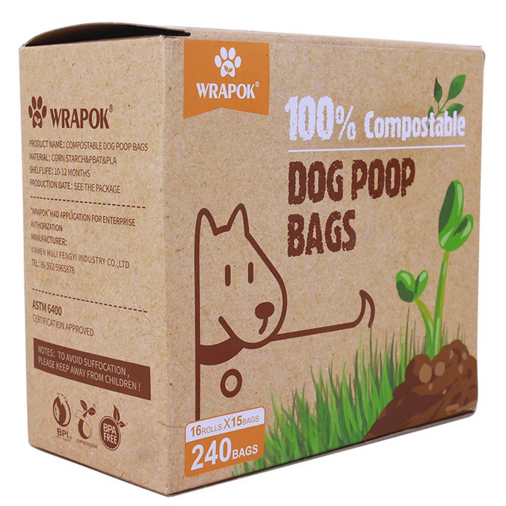 Corn Starch 100% Biodegradable Compostable Dog Poop Garbage Plastic Bag ...
