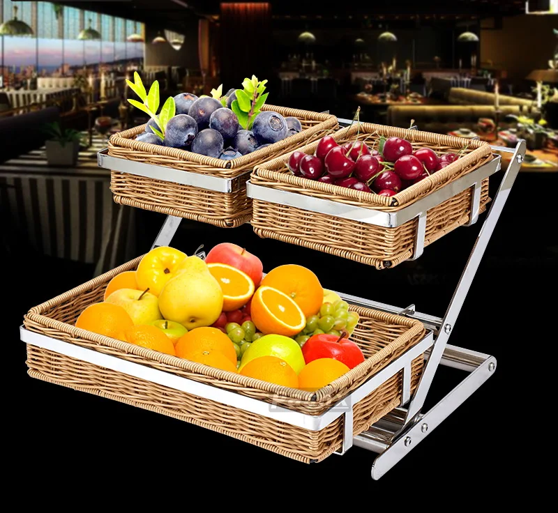 Buffet Equipment Stainless Steel 2 Layers Snack Stand And Buffet Food