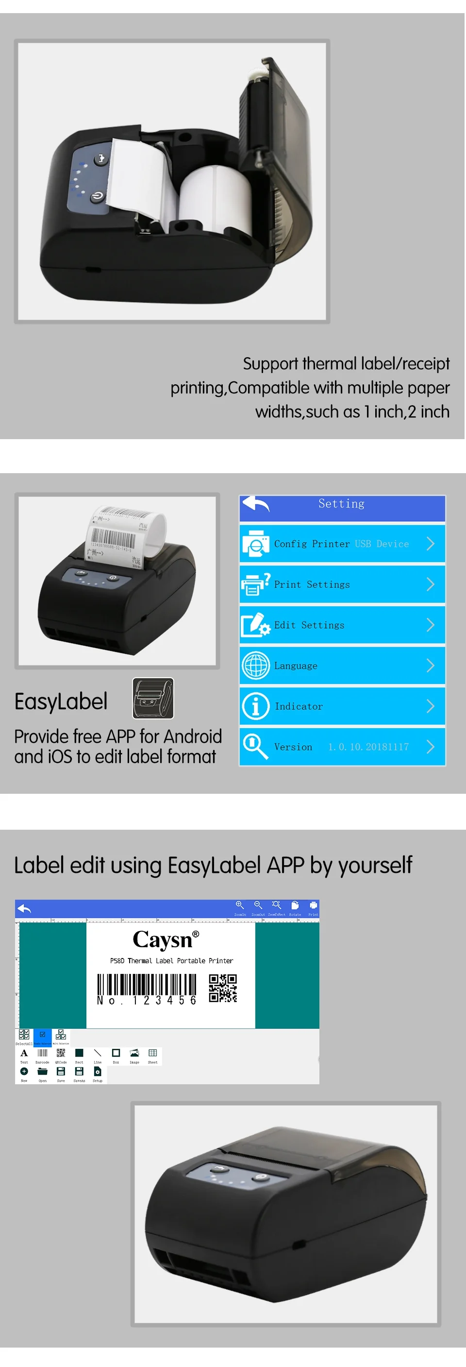 Goojprt P58d Wireless 58mm Thermal Receipt Label Printer Buy Label