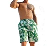 Leaf printing drawstring men short beach pants