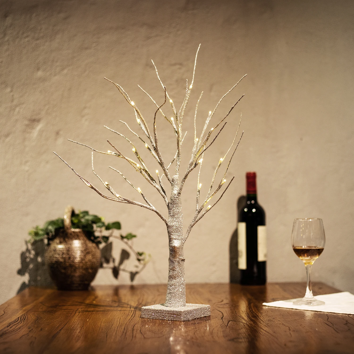 Bolylight Led 3 * Aa Batería Árbol De Navidad Luz Con Polvo Dorado