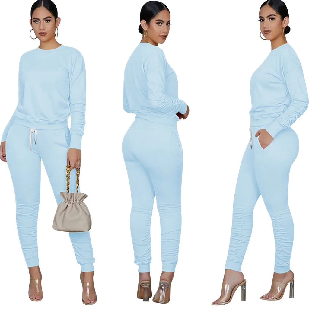 Women Sets Fall Two Piece Outfits Stacked Pants Women Two Pieces Long Sleeve Set Buy Women 0106