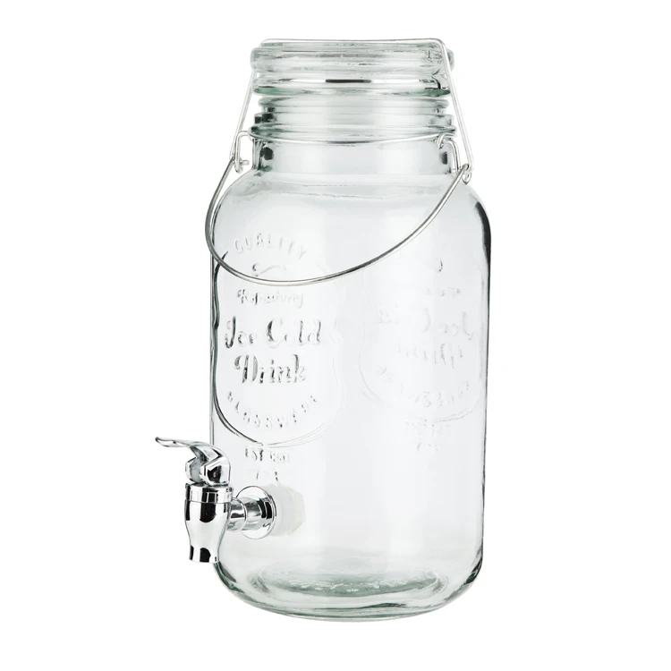 Easylife Glass 3.5l Juice Dispenser With Wire Handle Airtight Glass Jar