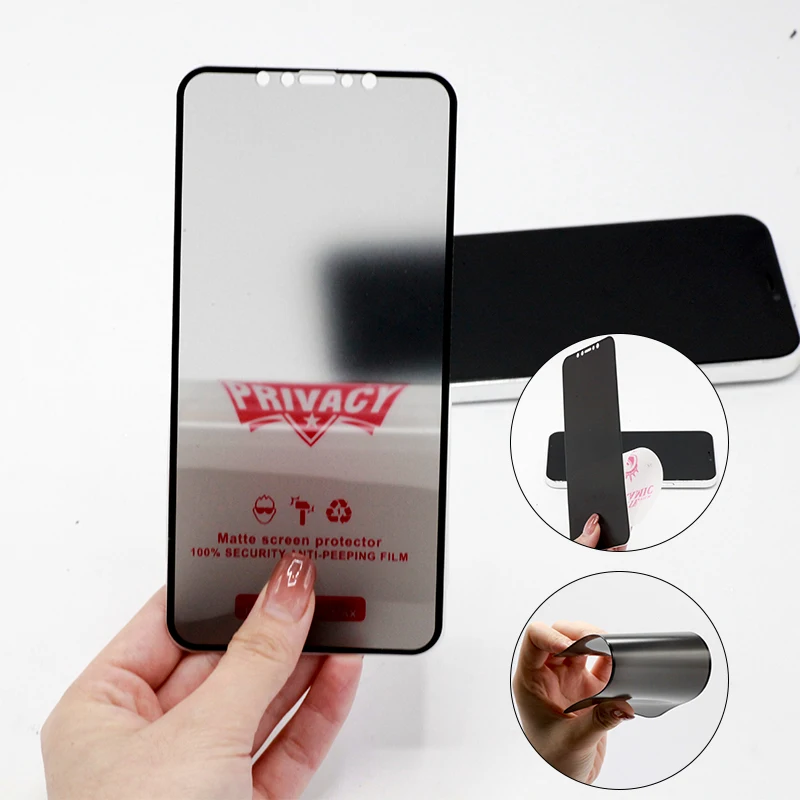 

privacy tempered glass ceramic glass BY for iphone 12 privacy screen protector privacy glass, Black
