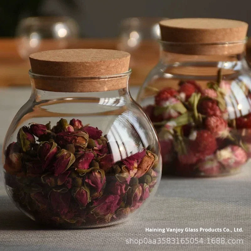 Wholesale High Borosilicate Glass Storage Jar Cork Lid Airtight 500 ...
