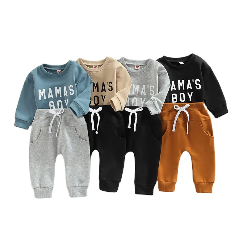 2pcs Boys Clothing Sets Outfit Mama's Boy Letter Pullover Sweatshirts