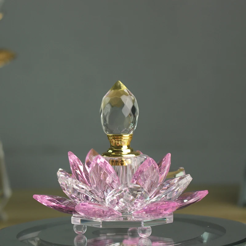Vintage Crystal Glass Perfume Oil Bottle With Lotus Shape Return Gifts