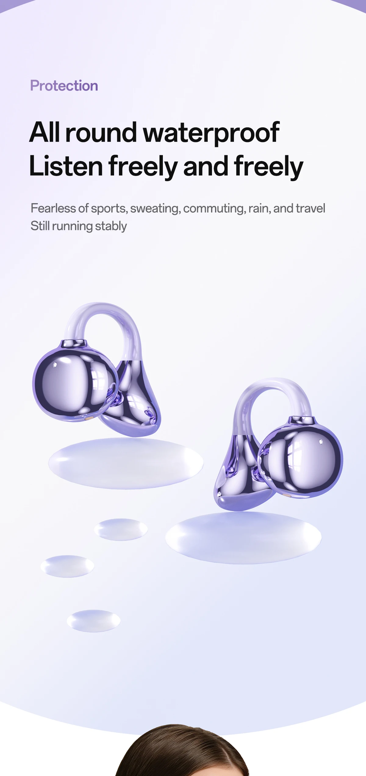 M159 OEM ODM Open Ear Clip Wireless Earbuds BT 6.0 40H Battery LED HD Calling ENC Waterproof Dual Transducers Custom Logo