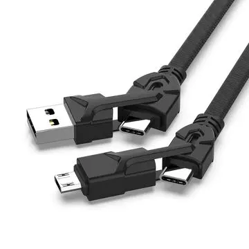 Multifunctional four in one plastic casing nylon cord multi charger c-type PD fast charging usb cable for android type c micro - ANKUX.COM