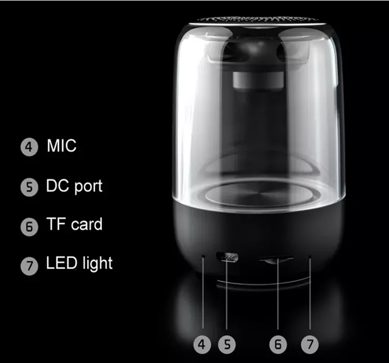 2020 High Quality LED Light Portable Bluetooth Speaker Transparent BT 6D Subwoofer C7 Wireless Mini Speaker - ANKUX.COM