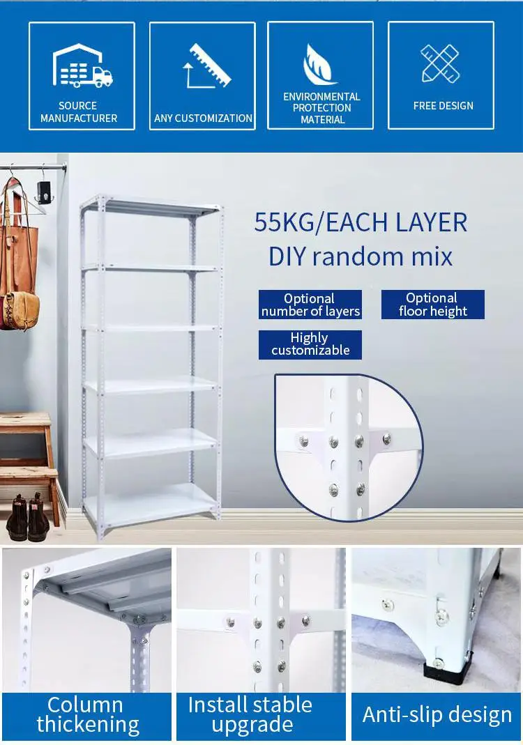 Angle Steel Black Shelf Rack Floor Warehouse Balcony Household Multi