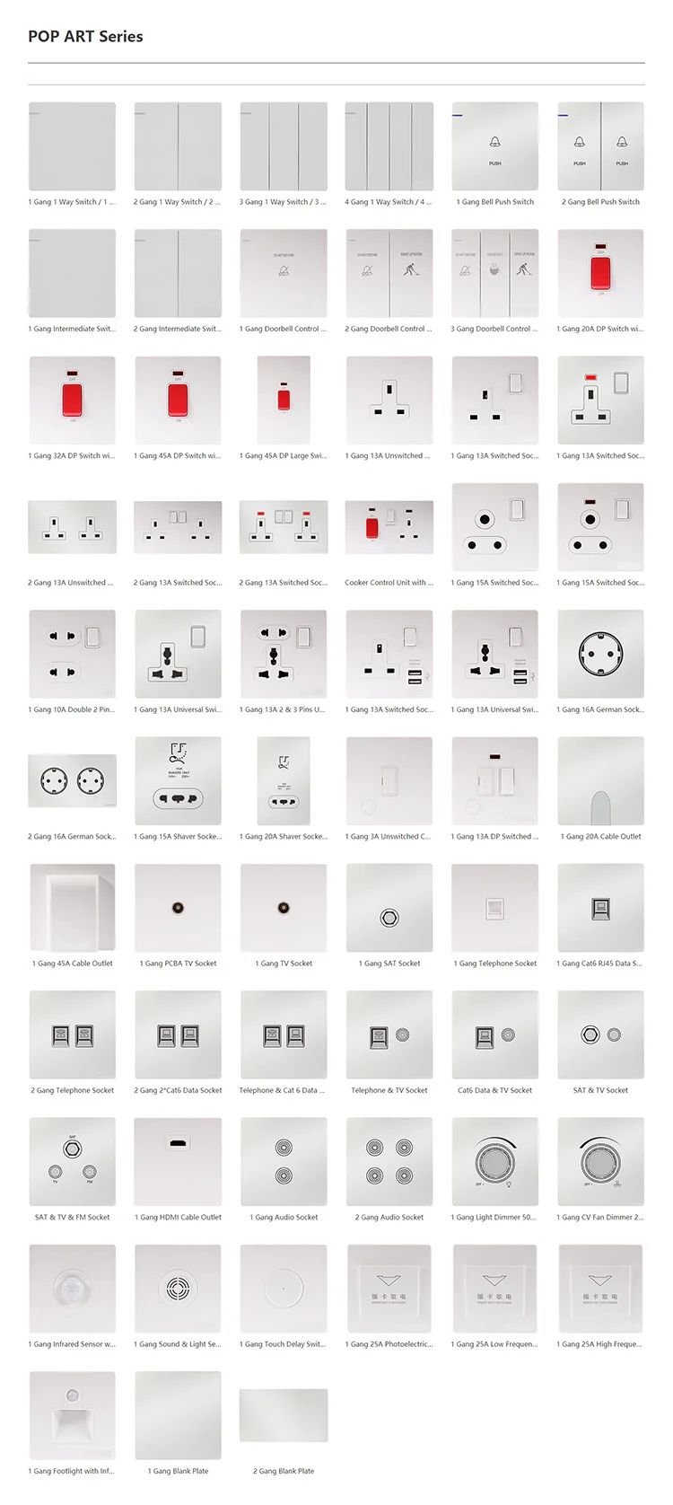 Best Selling Wholesale 13A 1 2 3 4 Gang 1 2Way 2 Gang Uk Universal Wall Light Switched Socket With Led Indicator - ANKUX.COM
