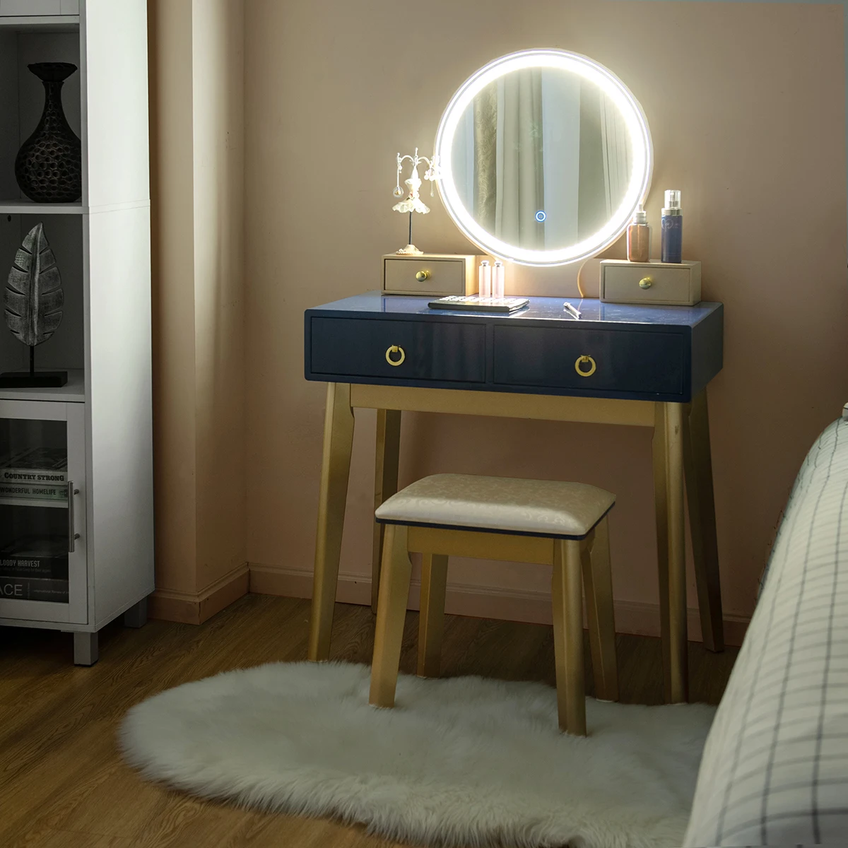 vanity makeup table with lights