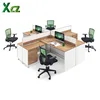 Striped screen office furniture table designs office workstation for 4 people