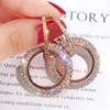 Hot sale 2019 Big Statement earring crystal rhinestone Double Circle Bling earrings for women