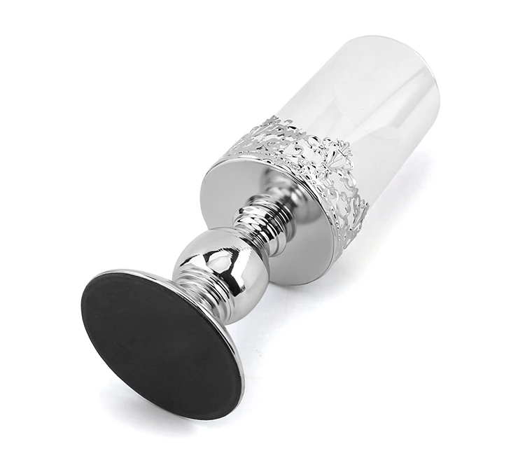 Retro Wedding Table Decoration Glass Candlestick Holders Tall Candle Stick Stand Gold Clear Glass Candle Holder with Lid