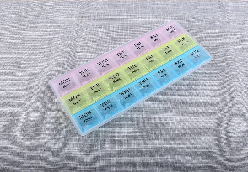 7 Days Portable Pill Storage Cases With 21 Compartments Plastic Weekly Pill Box details