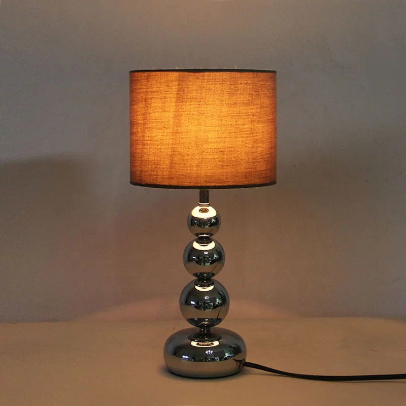 Bedroom Living Room Beside Classic Modern Nordic Metal Base Fabric Lamp Shade Table E14 Bulb Lamps