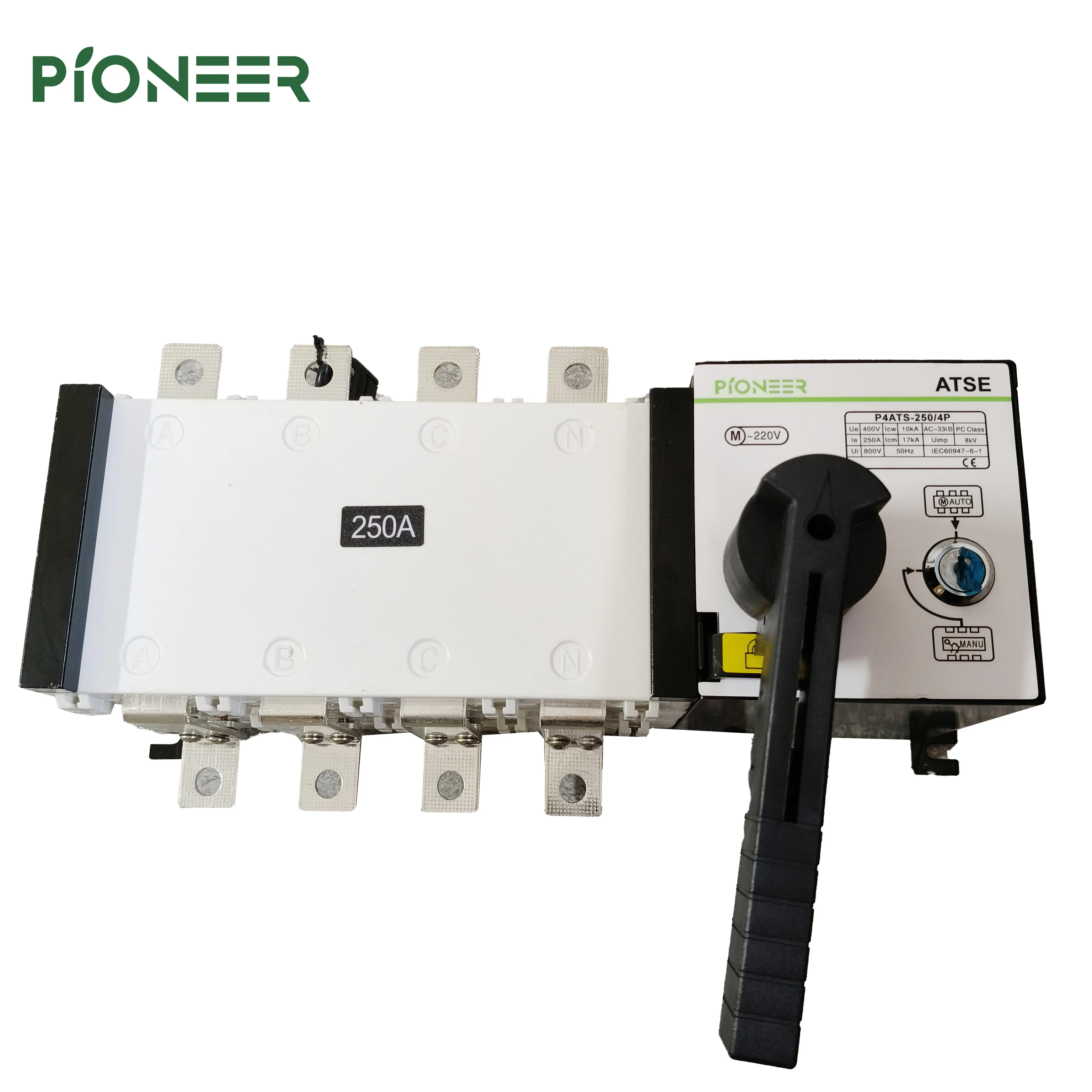Compact 300A automatic transfer switch with digital display and RS485 port