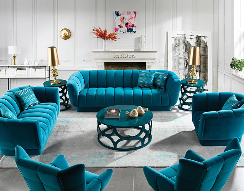European design comfortable living room furniture modern velvet couch sofa