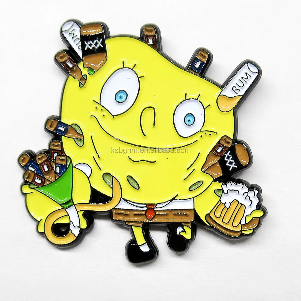 ที่กำหนดเองโลหะผสมสังกะสี Spongebob พินการออกแบบที่มีคุณภาพสูงการ์ตูน ...