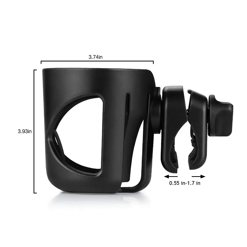 Universal Drink Holders for Bikes and Strollers Black, 1 Piece Cup Holders for Trolleys and Wheelchairs with 360-degree Rotation 