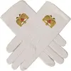 The Royal and Select Masters' Emblem Cryptic Masonry Masonic White Cotton Gloves