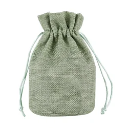 Logo print Small Linen String Pocket Cloth Bag Drawstring Pouch Storage Bag for Jewelry Gift