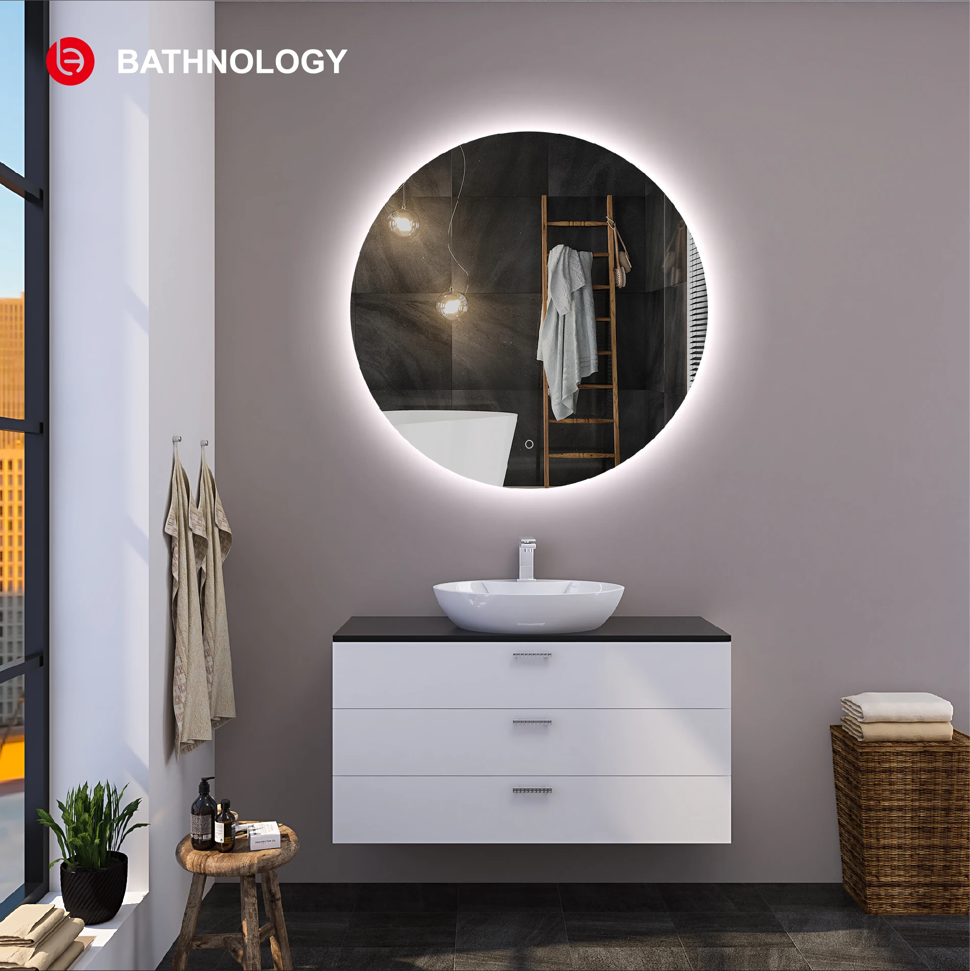 MLE60  mirror anti fog bathroom with mirror with LED Light for smart mirror