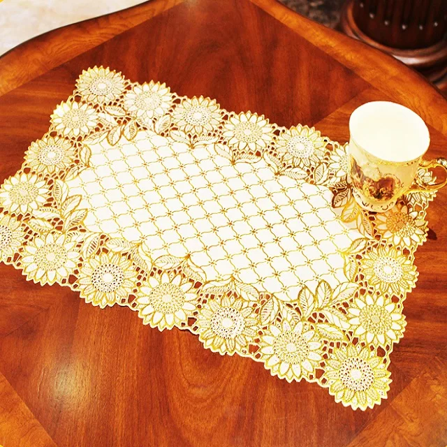 50cm long lace golden and silver with printed pvc mat waterproof