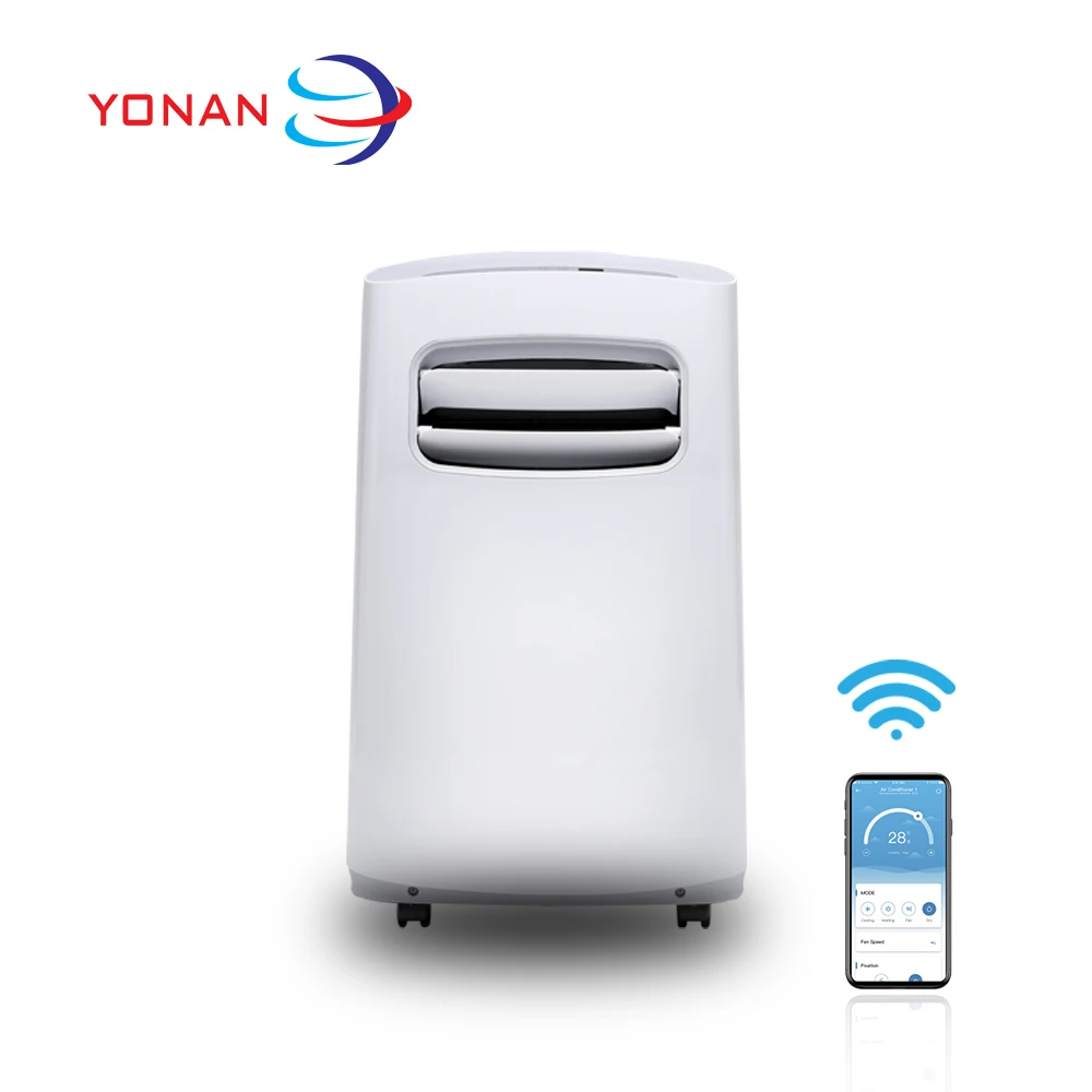 Side-by-side comparison of 1-ton window AC (U-shape design) and portable AC with dual exhaust hoses