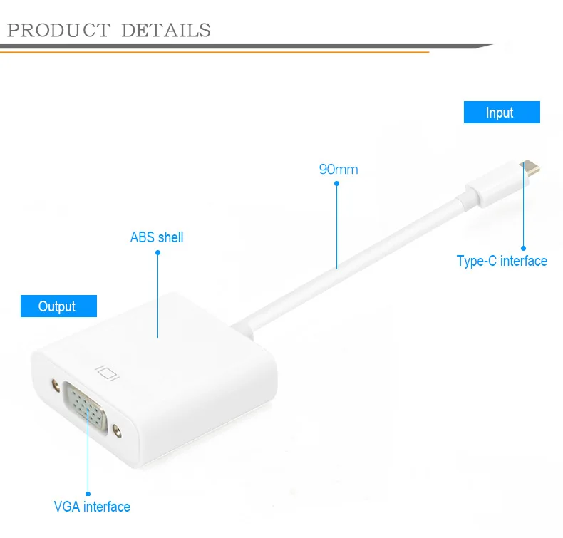Usb C Vga Adapter For Chromebook Support 1080p Male To Female Micro Usb
