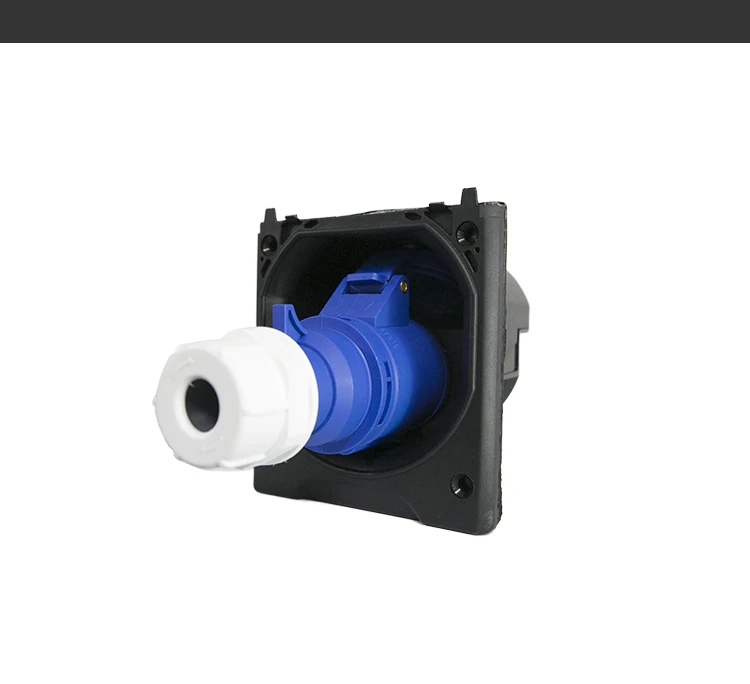 Plastic white RV power plug inlet with 3 pins