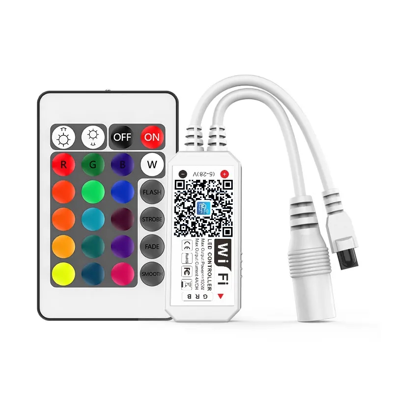 Smartphone android ios amazon alexa DC5-28V 3ch rgb led strip mini ir 24 keys wifi controller for rgb led strip light