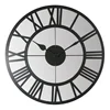 24" 60cm Oversized Roman Numbers Metal Skeleton Designed Living Room Decorative Mirror Wall Clock Round