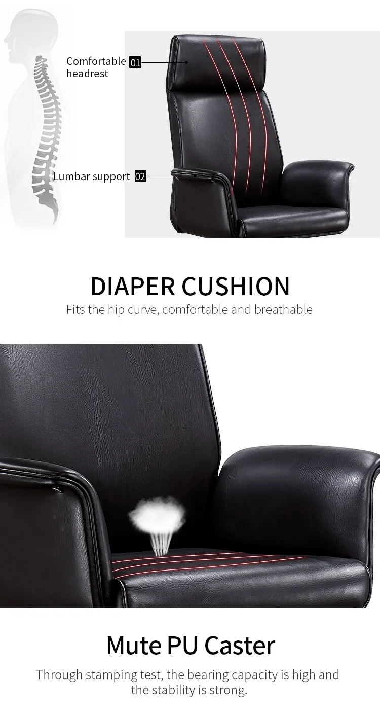 2020 Ergonomic Leather Office Chairs Executive 360 Degree Swivel High Chair