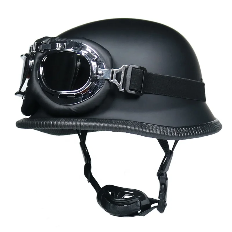 german open face motorcycle helmet Hot Leathers Gloss Black The Hanz Style Vintage Half HLT75 Hot Leathers HLT75 The Hanz German Style Vintage Motorcycle Half Helmet for Men and Women Biker The ‘Hanz’ German Helmet Not Only Has Style but is Made for Protection Motorcycle Helmet DOT Certification Vintage