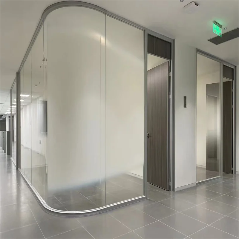 product integrated single glass partition with 80mm wall thickness  25mm slim aluminum frame   for offices schools hospitals-5
