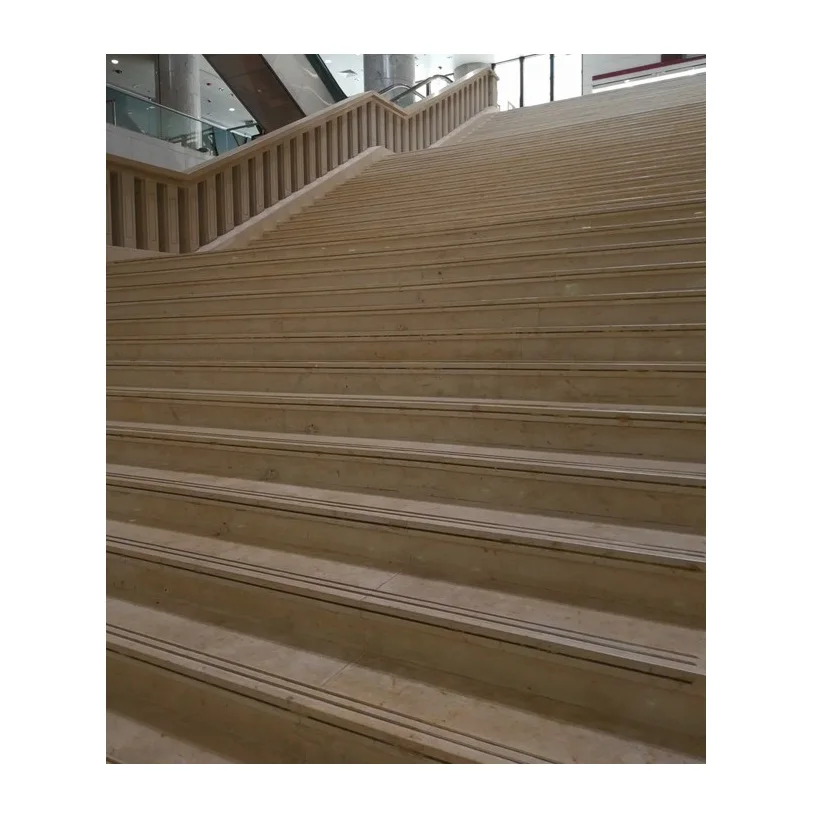Customized Project Indoor Golden Beige Marble Stone Staircase Step Design