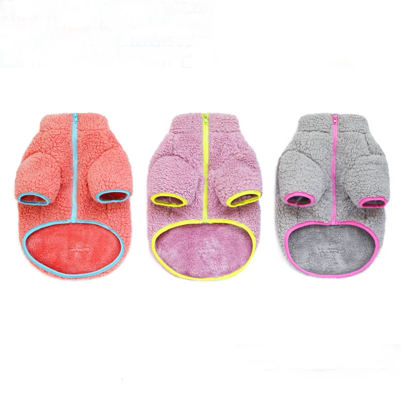 OEM Customized Pet Clothes Dog Jacket Soft Fleece Dog Sweater Fashion Zipper Pet Coats Dogs Clothing For Winter