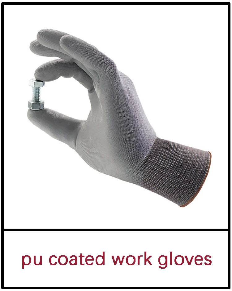 Nylon polyurethane palm fit dipped pu coated safety work glove for assembly electronic