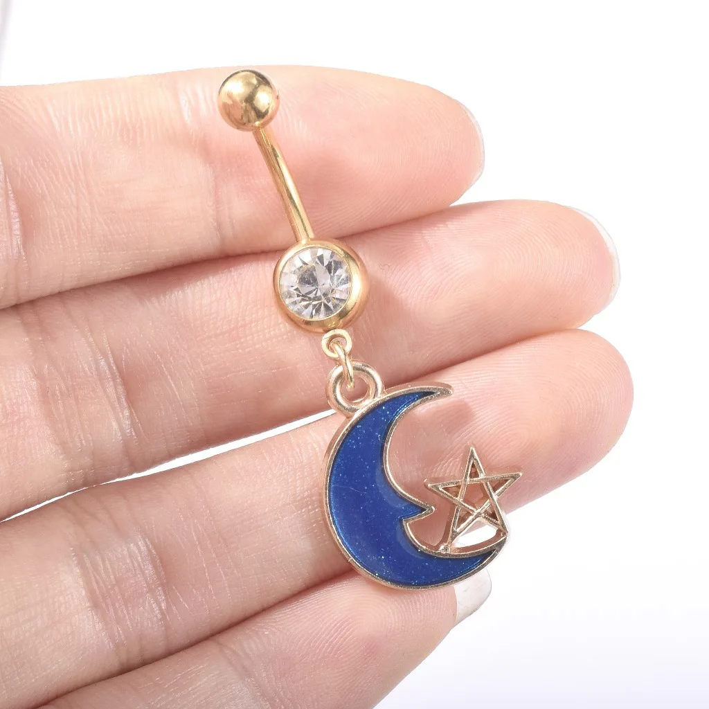 Vriua Summer Umbilical Nails Navel Body Piercing Stainless Steel Blue